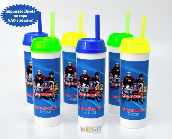Copo Long Drink c/ canudo Beyblade
