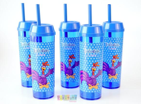 Copo Long Drink c/ canudo Galinha Pintadinha