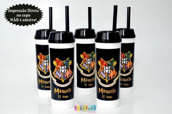 Copo Long Drink c/ canudo Harry Potter
