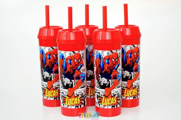 Copo Long Drink c/ canudo Homem Aranha