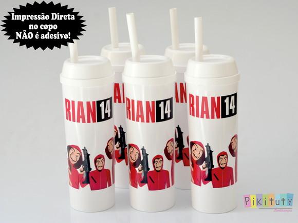 Copo Long Drink c/ canudo La Casa de Papel