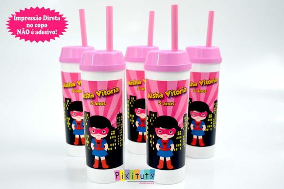 Copo Long Drink c/ canudo Mulher Aranha Baby