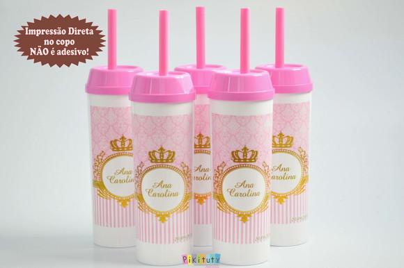Copo Long Drink c/ canudo Realeza