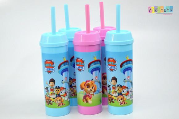 Copo Long Drink c/ canudo Patrulha Canina