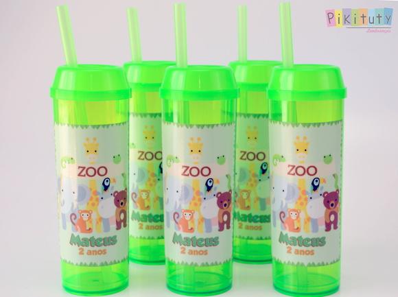 Copo Long Drink c/ canudo Zoológico