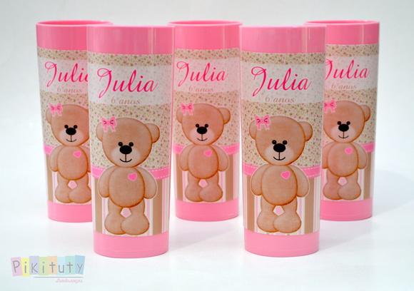 Copo Long Drink Ursinha Rosa
