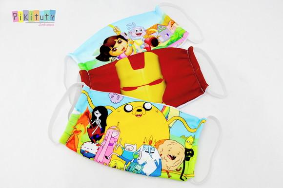 Kit 3 máscaras cirúrgicas em tecido Adul/Infantil Cores