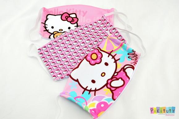 Kit 3 máscaras cirúrgicas em tecido Adul/Infantil Hello Kity