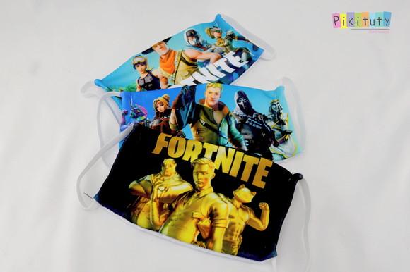 Kit 3 máscaras cirúrgicas em tecido Adul/Infantil FortNite