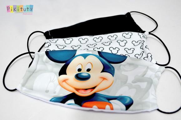 Kit 3 máscaras cirúrgicas em tecido Adul/Infantil Mickey