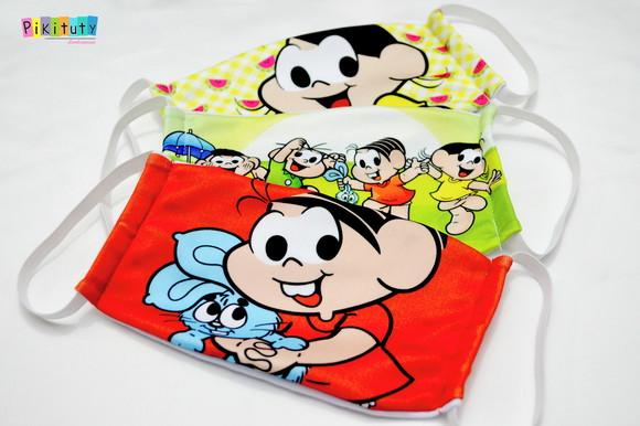 Kit 3 máscaras cirúrgicas em tecido Adul/Infantil Monica
