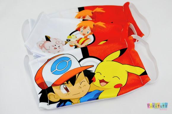 Kit 3 máscaras cirúrgicas em tecido Adul/Infantil Pokemon