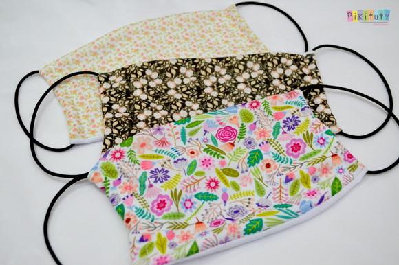 Kit 3 máscaras cirúrgicas em tecido Adulto Floral