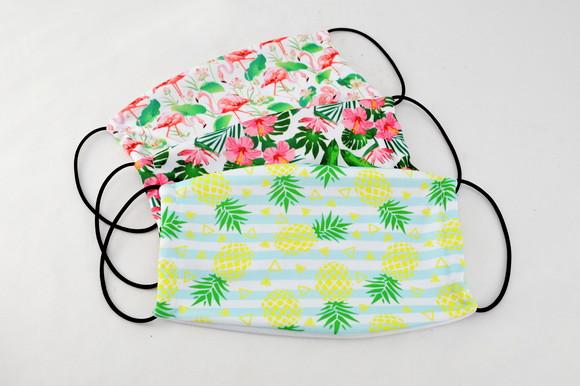 Kit 3 máscaras cirúrgicas em tecido Adulto/Infantil Tropical