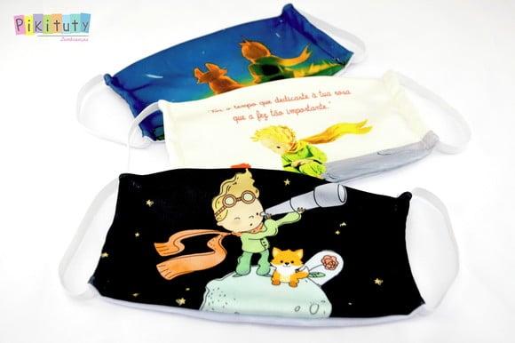 Kit 3 máscaras em tecido Adul/Inf O Pequeno Príncipe