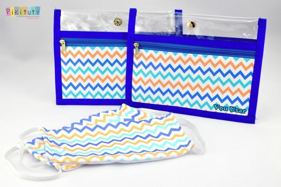 Kit c/ 1 Porta máscara + 2 máscaras de proteção Chevron