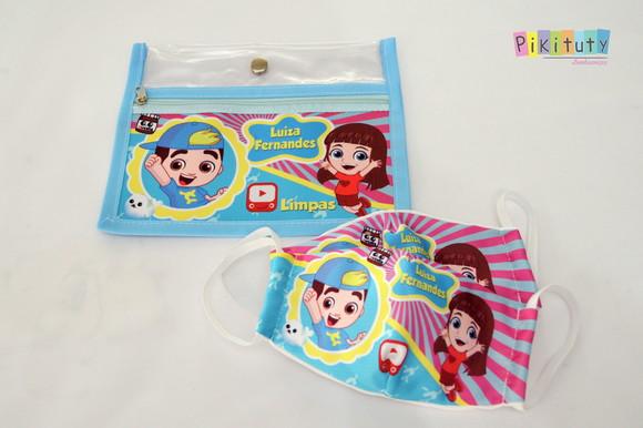 Kit c/ 1 Porta máscara + 2 máscaras de proteção Luccas Neto