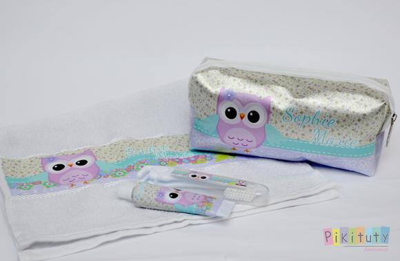 Kit Dental + Necessaire + Toalha Coruja