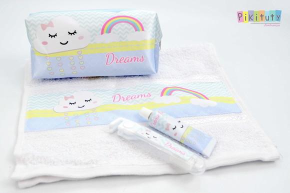 Kit Dental + Necessaire + Toalha Chuva de Amor