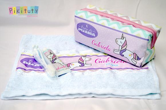 Kit Dental + Necessaire + Toalha Unicórn