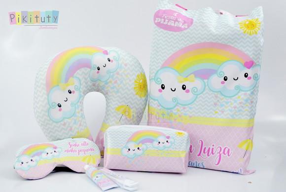 Kit festa do pijama c/ Almofada de pescoço Unicórnio
