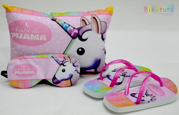 Kit Festa do Pijama Unicórnio Emoji