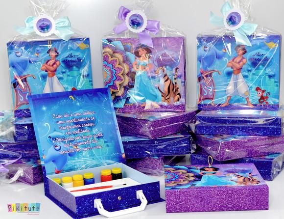 Kit pintura com maleta em cartonagem - Aladdin e Jasmine