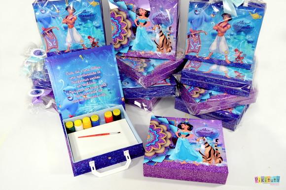 Kit pintura com maleta em cartonagem - Aladdin e Jasmine