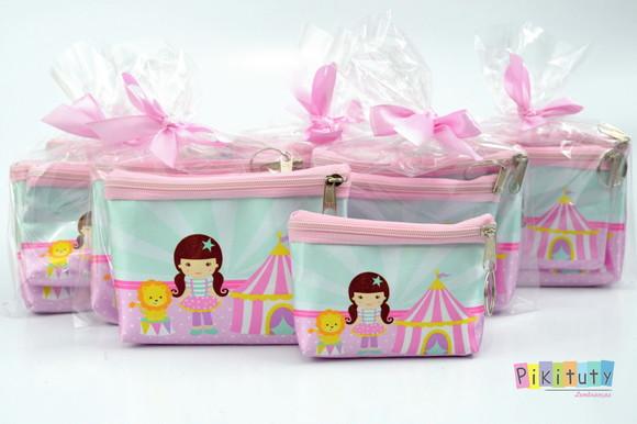 Kit Porta documento + Porta moeda Circo Rosa