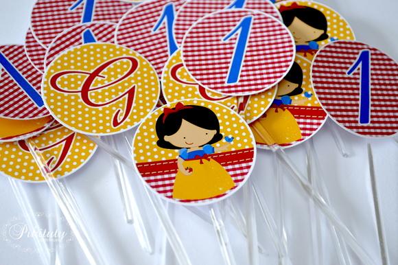 Mini Toppers p/ docinhos Branca de Neve