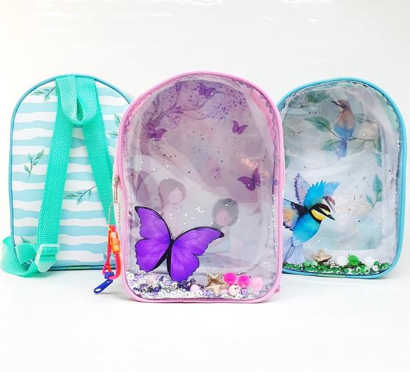 Mochila Aquário Luxo - Borboleta e Pássaro