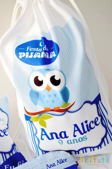 Mochila de Tecido Corujinha azul