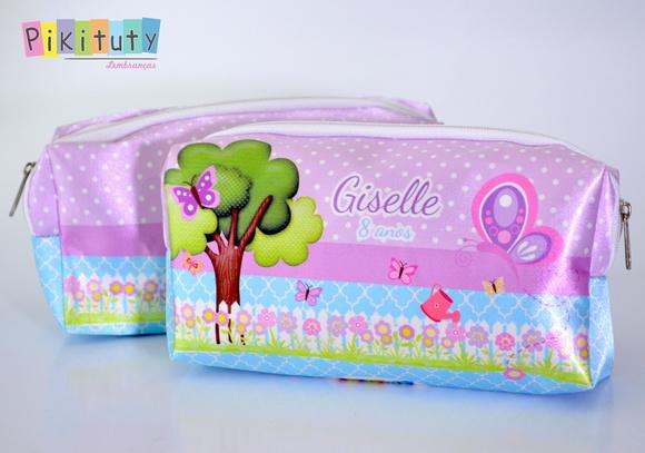 Necessaire / Estojo Jardim e borboletas