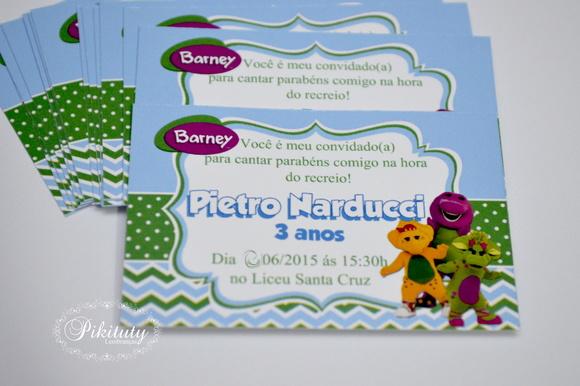 Promoção! Convite 10x7 - Barney