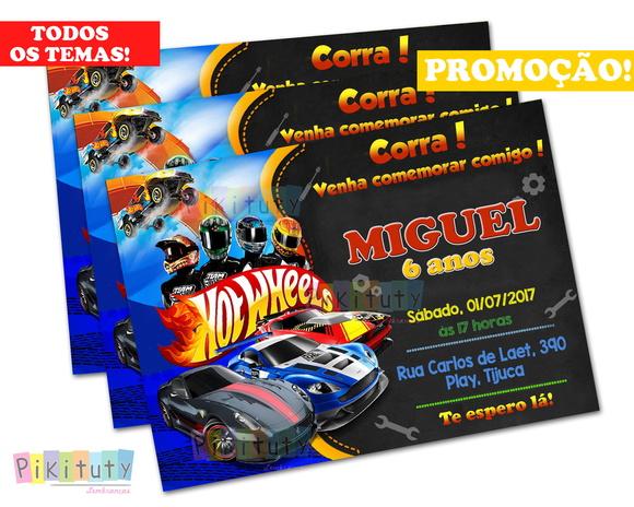 Promoção! Convite 10x7 - Hot Wheels