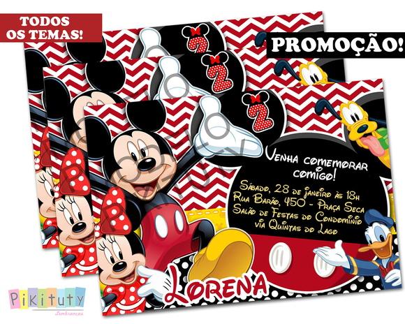 Promoção! Convite 10x7 - Turma do Mickey