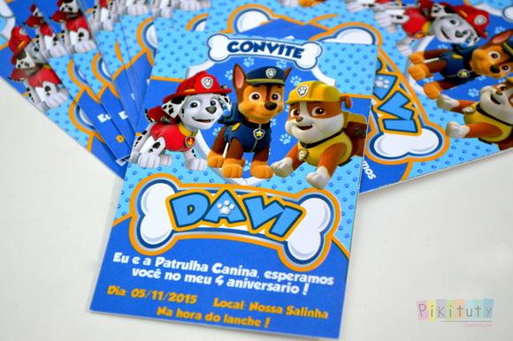 Promoção! Convite 10x7 - Patrulha Canina