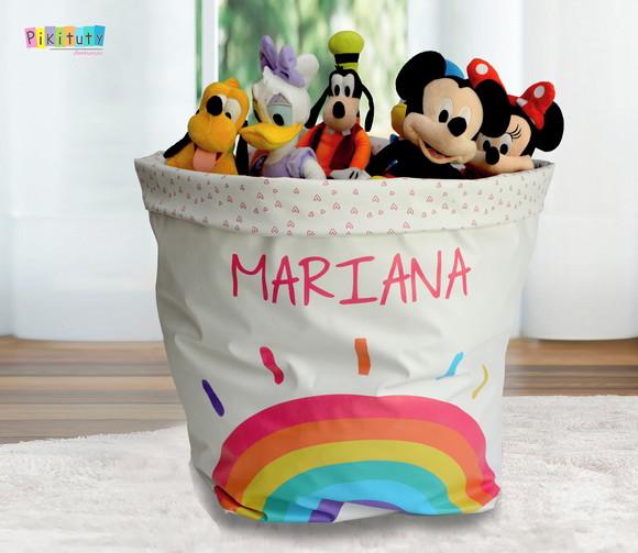 Saco/cesto Organizador de Brinquedos - Arco Iris