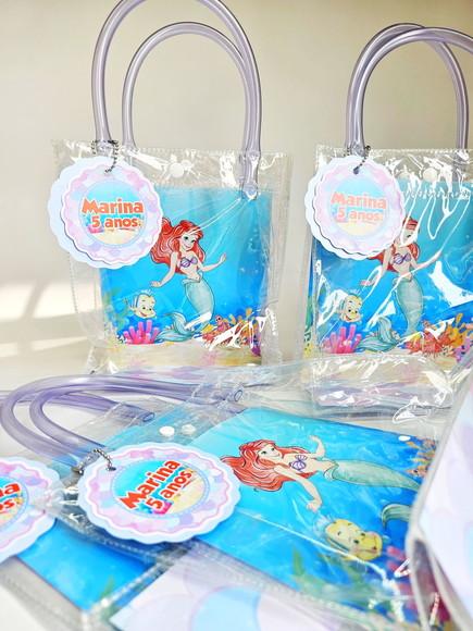 Sacola Cristal com Tag Dupla - Ariel Pequena Sereia