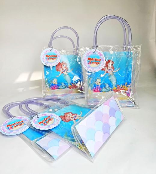 Sacola Cristal com Tag Dupla - Ariel Pequena Sereia