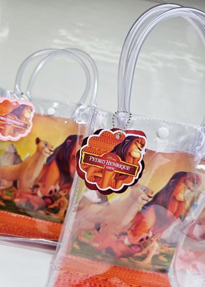 Sacola Cristal com Tag Dupla - Rei Leão