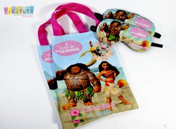 Sacola de tecido + máscara de dormir Moana