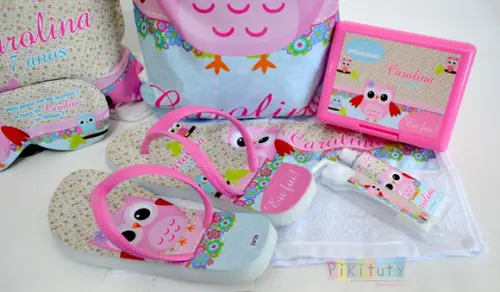10 Kits Festa do Pijama + 10 Kit Higiene Coruja