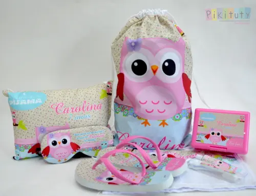 10 Kits Festa do Pijama + 10 Kit Higiene Coruja