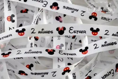 10 m Fita em Cetim Personalizada - Mickey