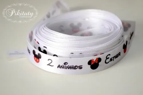 10 m Fita em Cetim Personalizada - Mickey