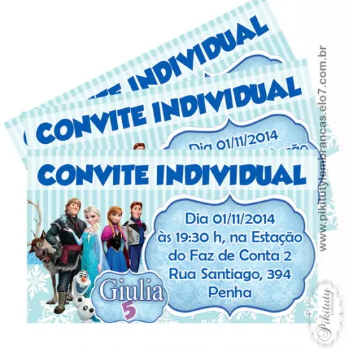 100 Convites individuais - Frozen
