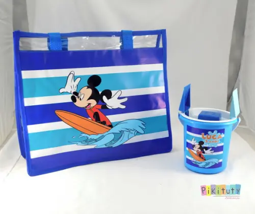 20 Bolsas de Praia + Balde de Praia - Mickey