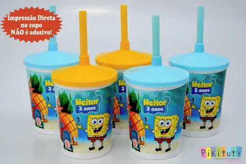 20 Copos c/ Canudo - Bob Esponja