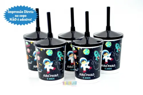 20 Copos c/ Canudo - Astronauta